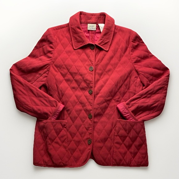 Koret Jackets & Blazers - Vintage Koret City Blues Women's Quilted Jacket M Red Button Up Y2k Preppy Coat